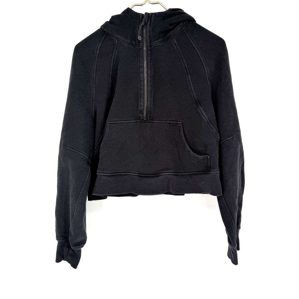 Lululemon Scuba Oversized Half Zip Hoodie Black XS/S Cropped Cotton Terry